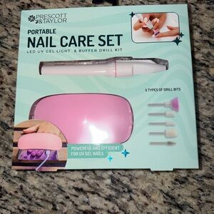 Portable Nail Care Set - Pink LED UV Gel Light & Buffer Drill Kit